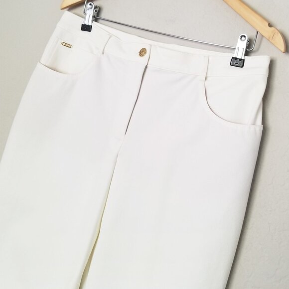 Vintage St. John Sport Essentials Marie Gray White Jeans 12 Cotton Spandex Wide - Picture 4 of 16